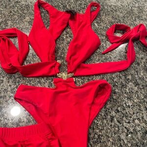 3 piece hot Miami styles one piece and matching scrunch skirt